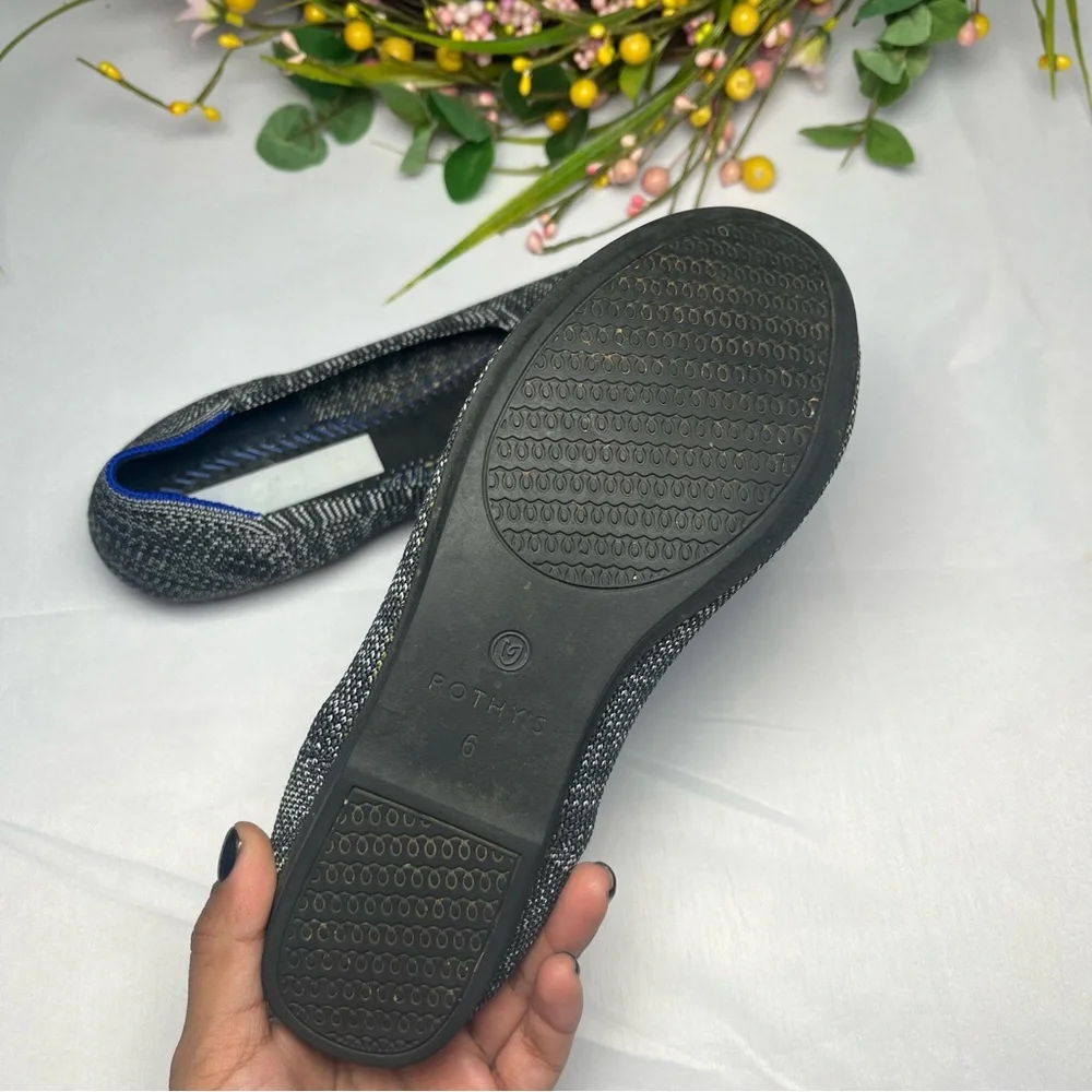 Rothy's The Flat Ballet Womens Granite Heather Slip On Round Toe Size 6